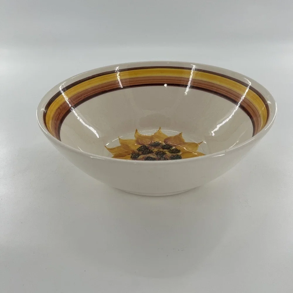 Weiss Sunflower Large Bowl Pasta Server Hand Painted Salad Vegetable Dish Brazil